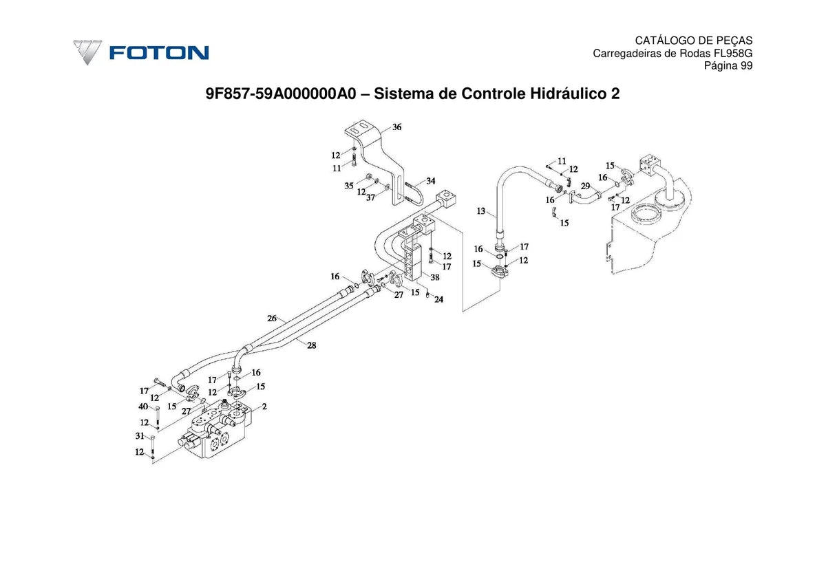 Foton Lovol PÁ Carregadeira FL958G Bramax — carregadeira, vista explodida 4