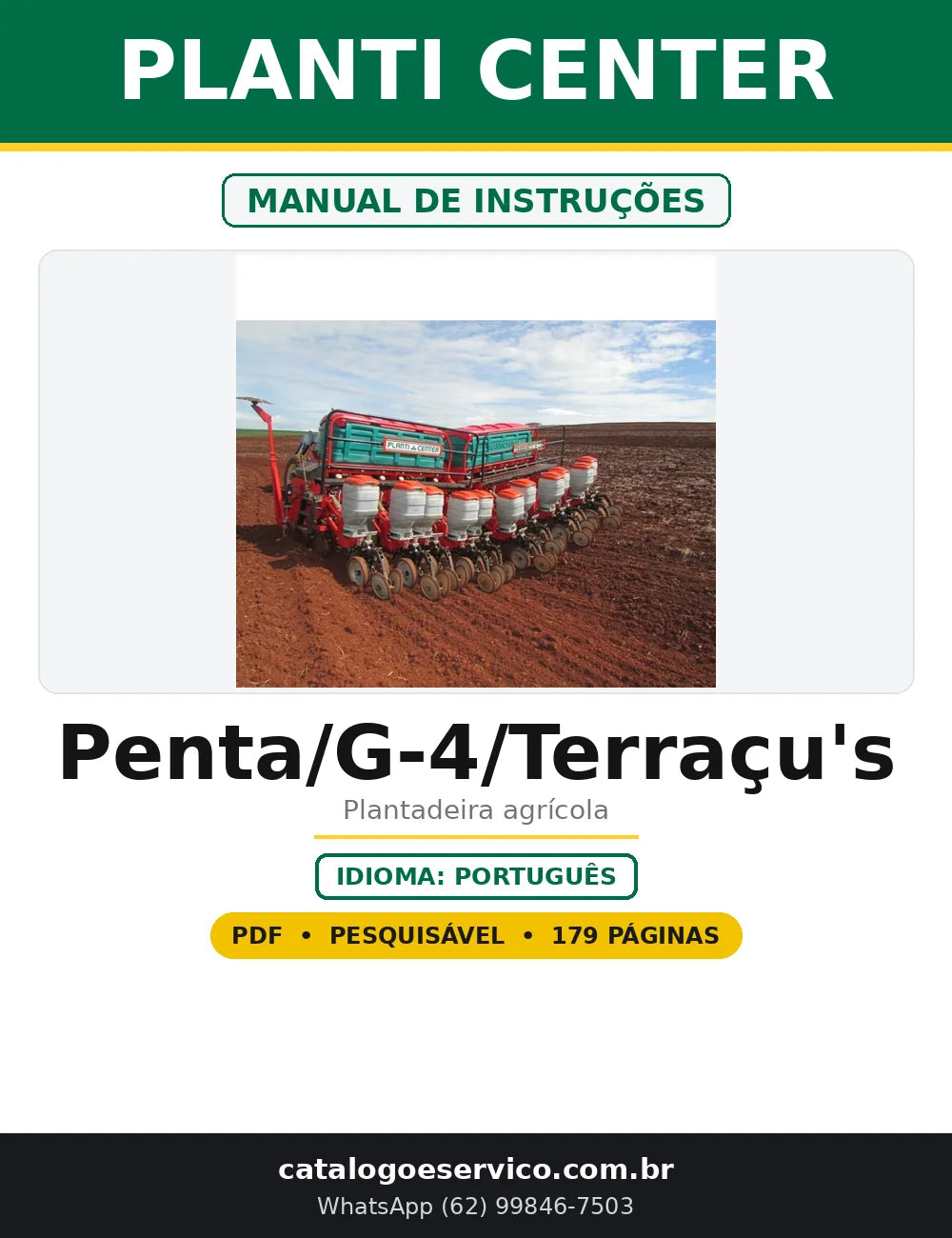Capa do Manual de Instruções Planti Center Penta/G-4/Terraçu's em PDF com 179 páginas