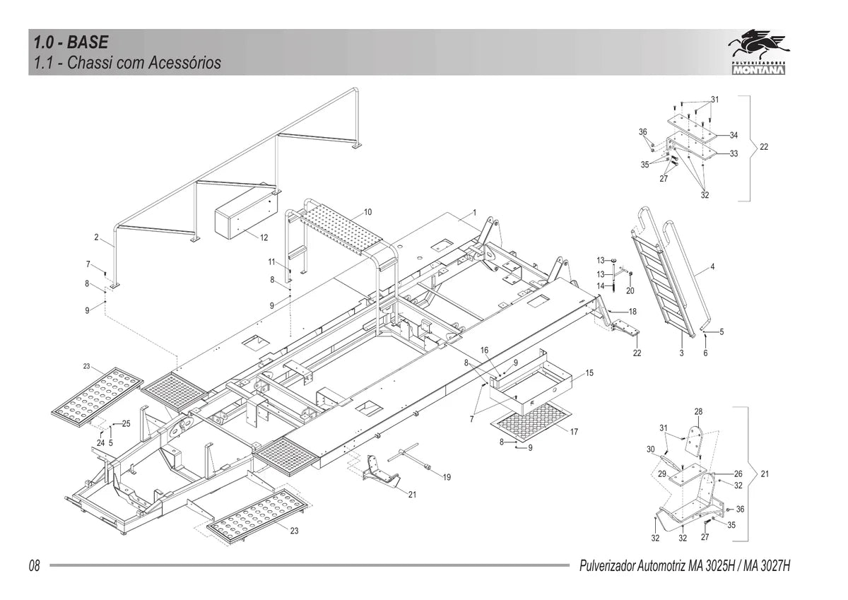 Parruda Pulverizador Automotriz Ma 3025H Ma 3027H — pulverizador, vista explodida 1