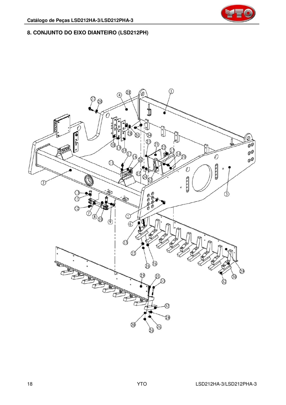 Yto Rolo Compactador LSD212HA 3 LSD212PHA 3 — rolo compactador, vista explodida 3