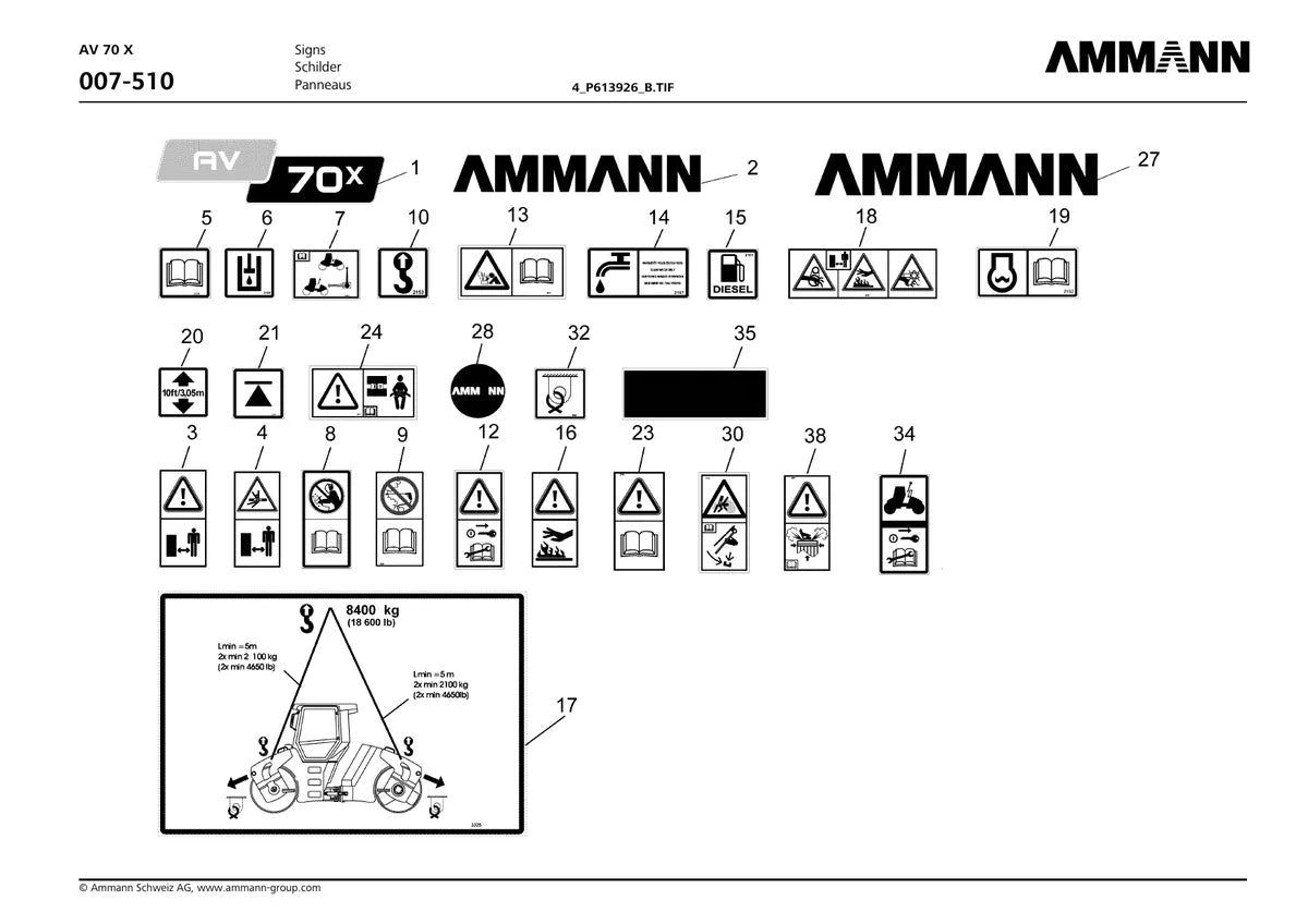 Ammann Rolo Compactador Monocilíndrico Av 70 X — rolo compactador, vista explodida 4
