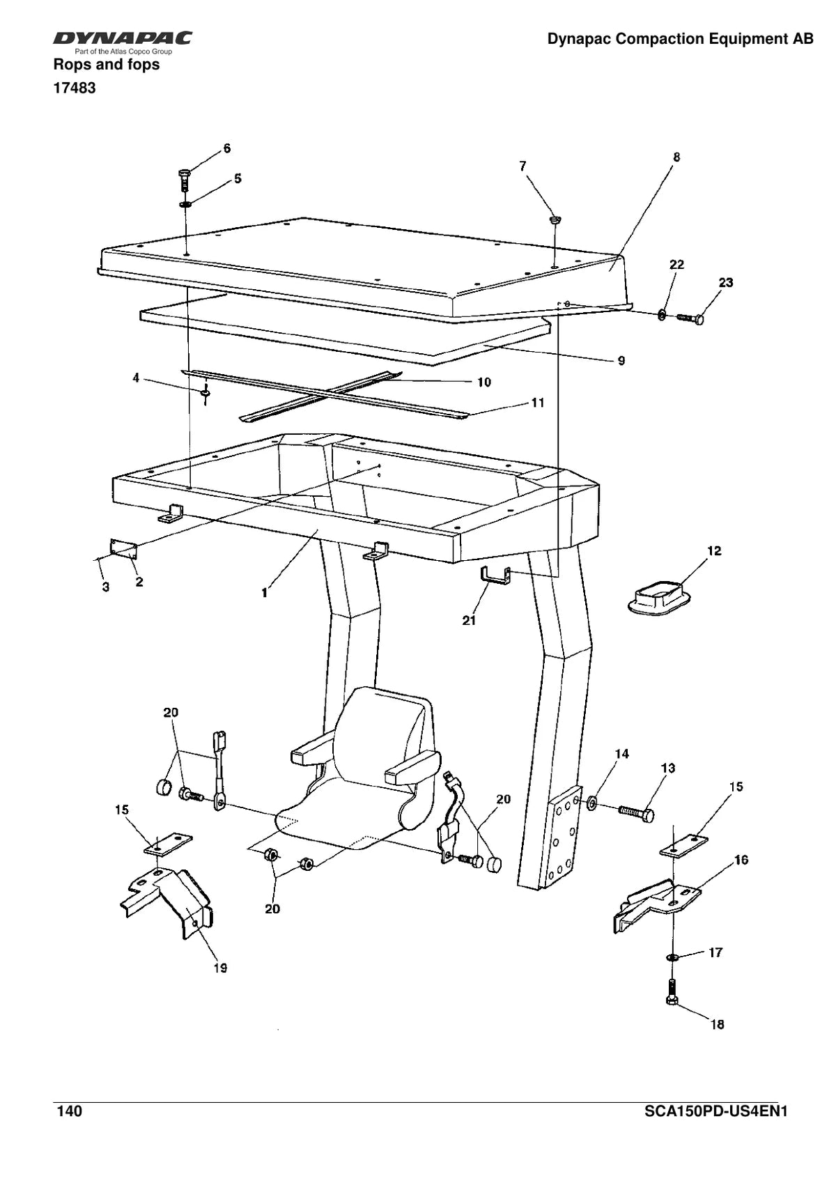 Dynapac Rolo Compactador Monocilíndrico CA150PD — rolo compactador, vista explodida 4