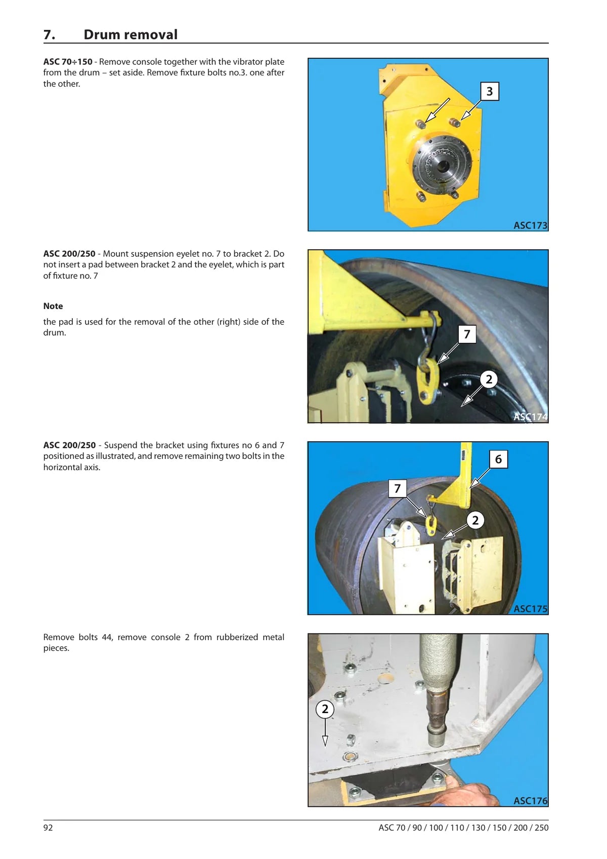Ammann Rolo de Tambor Unico Asc 70 — rolo compactador, figura técnica 1