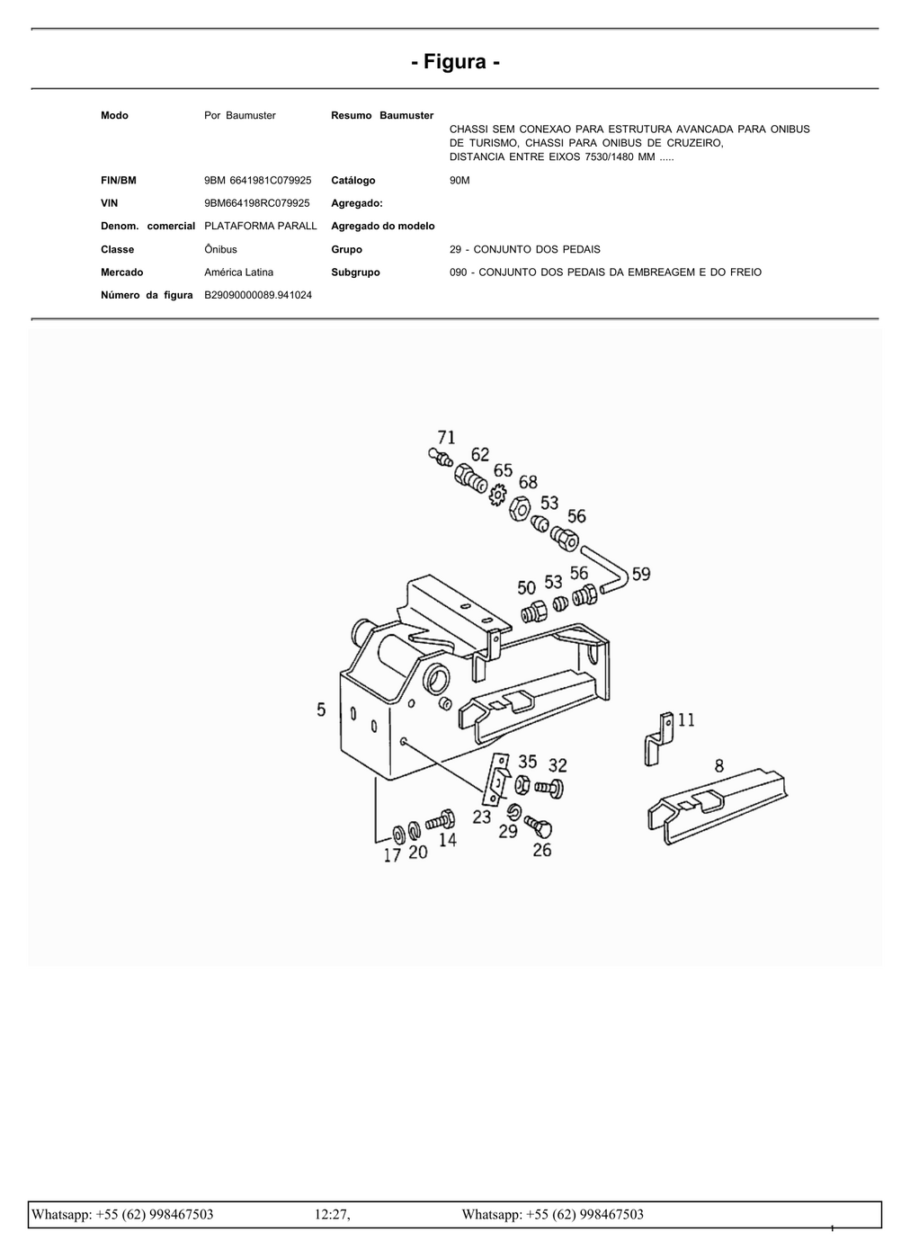 Mercedes-Benz O-400 RSD — diagrama 3 (conjunto dos pedais)