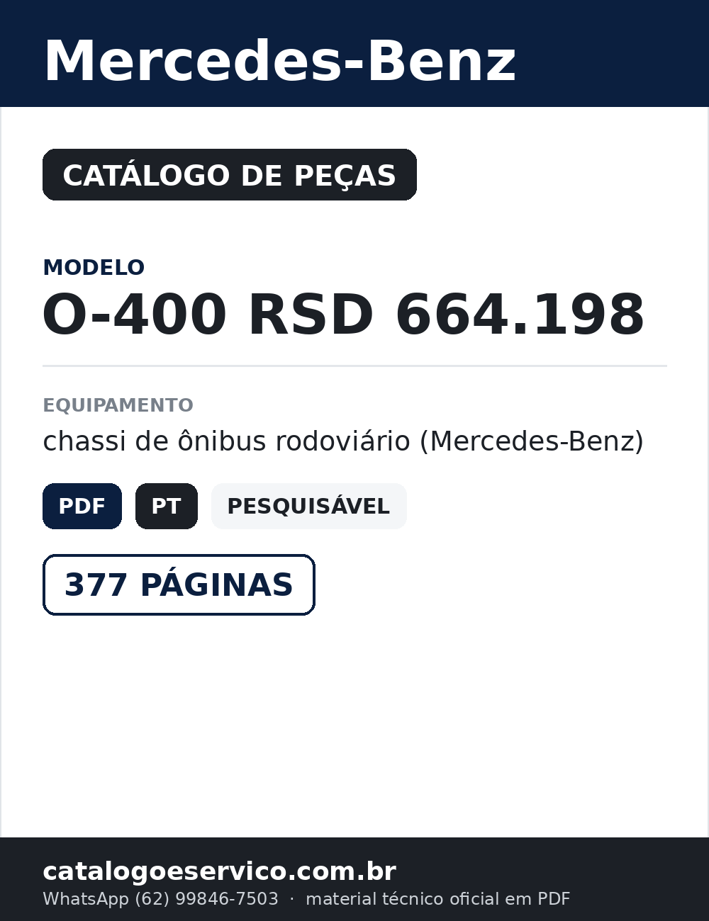 Catálogo de Peças Mercedes-Benz O-400 RSD 664.198 — capa
