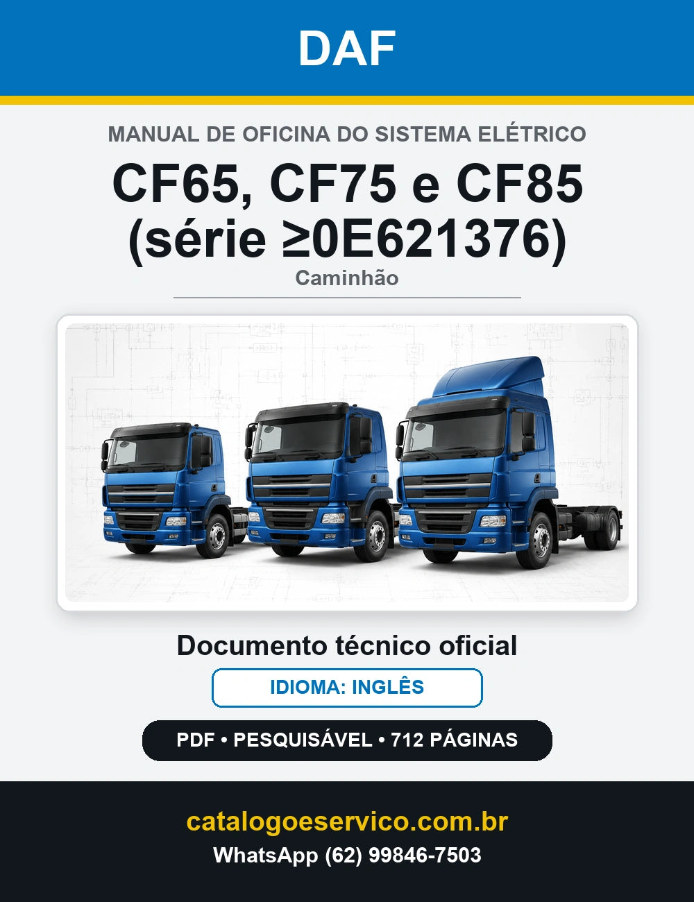 Manual de Oficina do Sistema Elétrico DAF CF65, CF75 e CF85 (série ≥0E621376) — capa