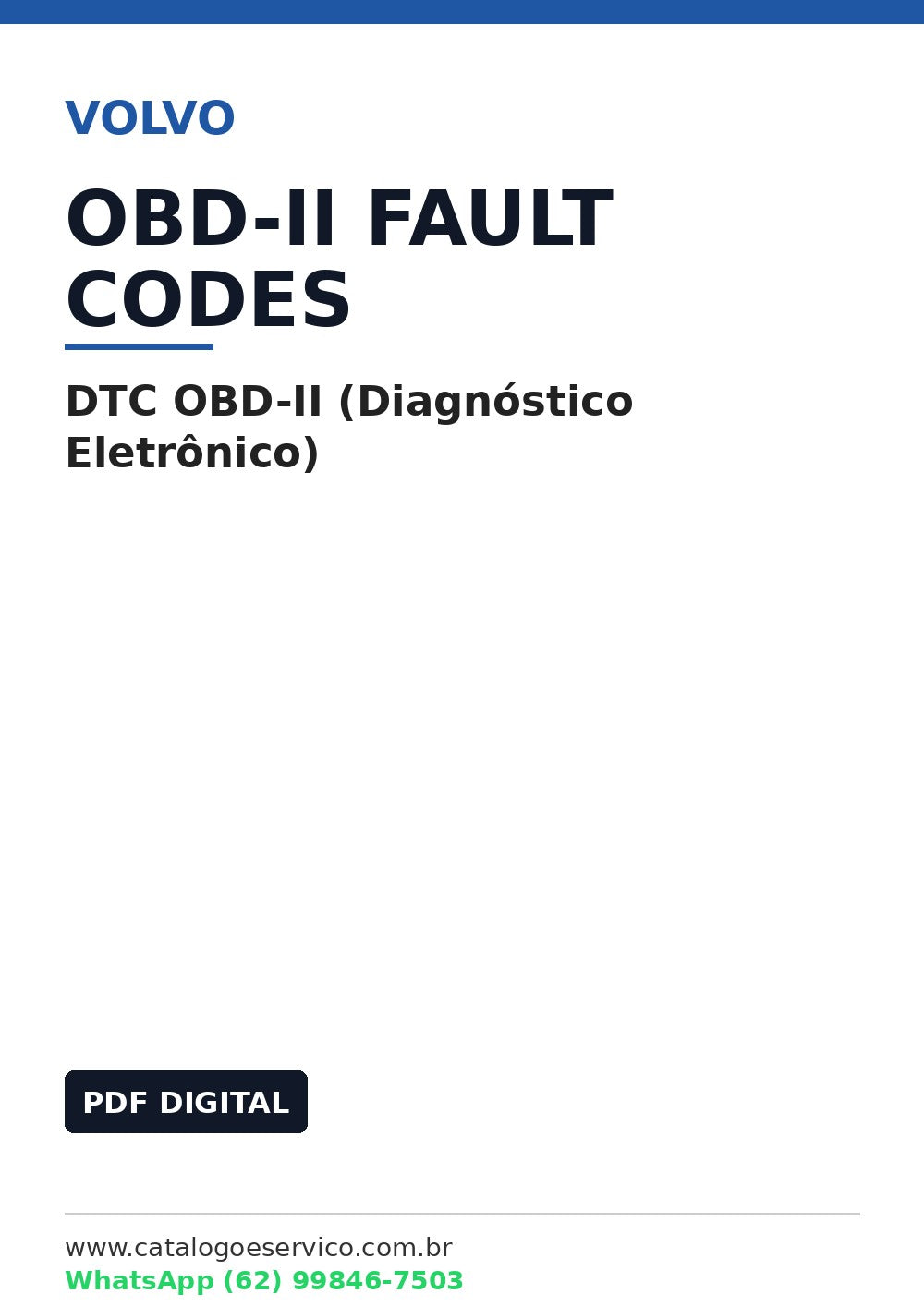 Tabela de Códigos de Falha DTC OBD-II Volvo (Diagnóstico Eletrônico)