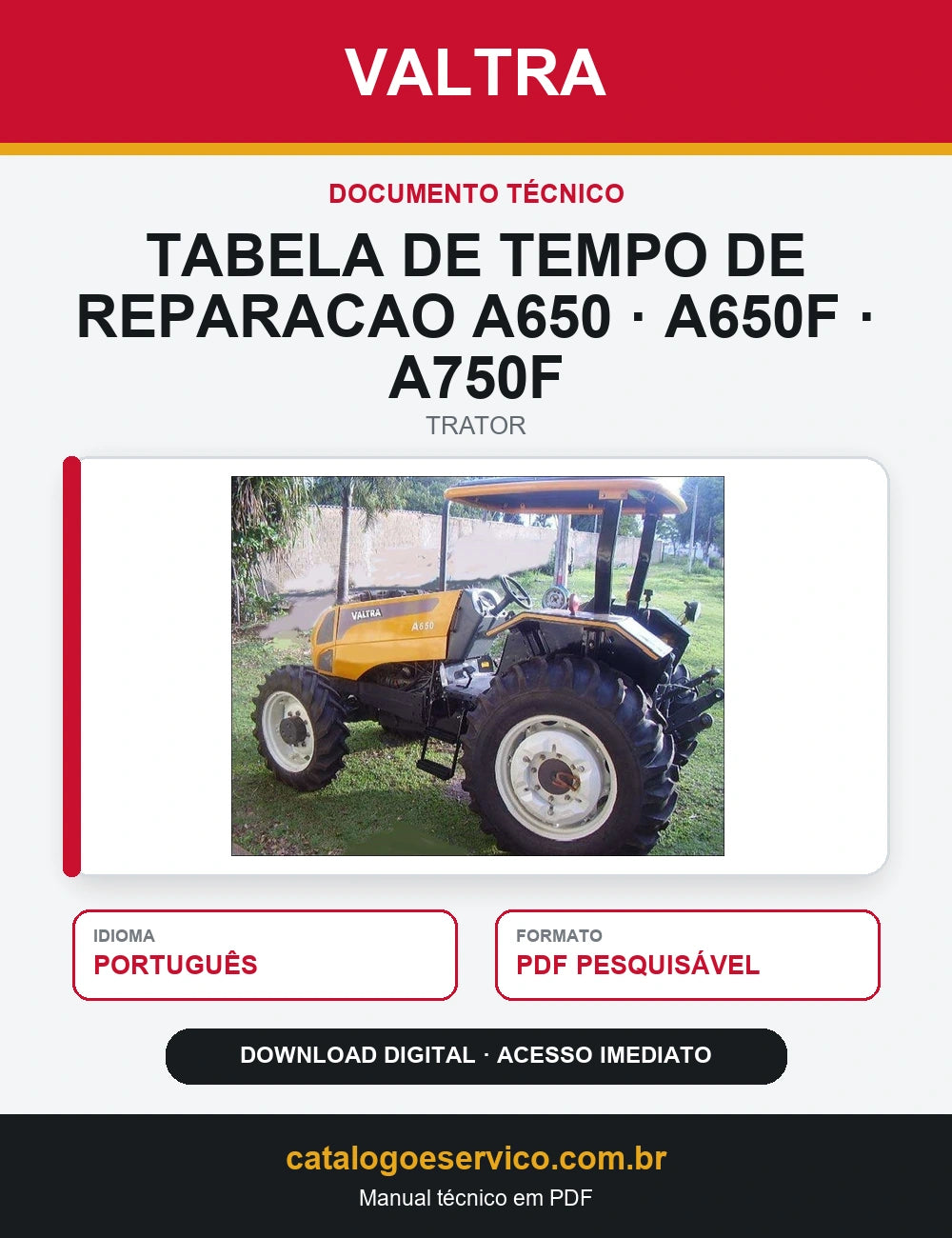 Tabela De Tempo de Reparacao VALTRA - A650\A650F\A750F