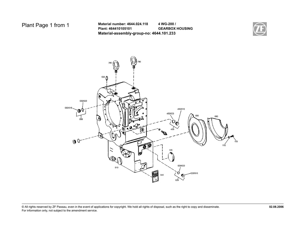Zf Transmissão 4WG 200 — transmissão, vista explodida 1