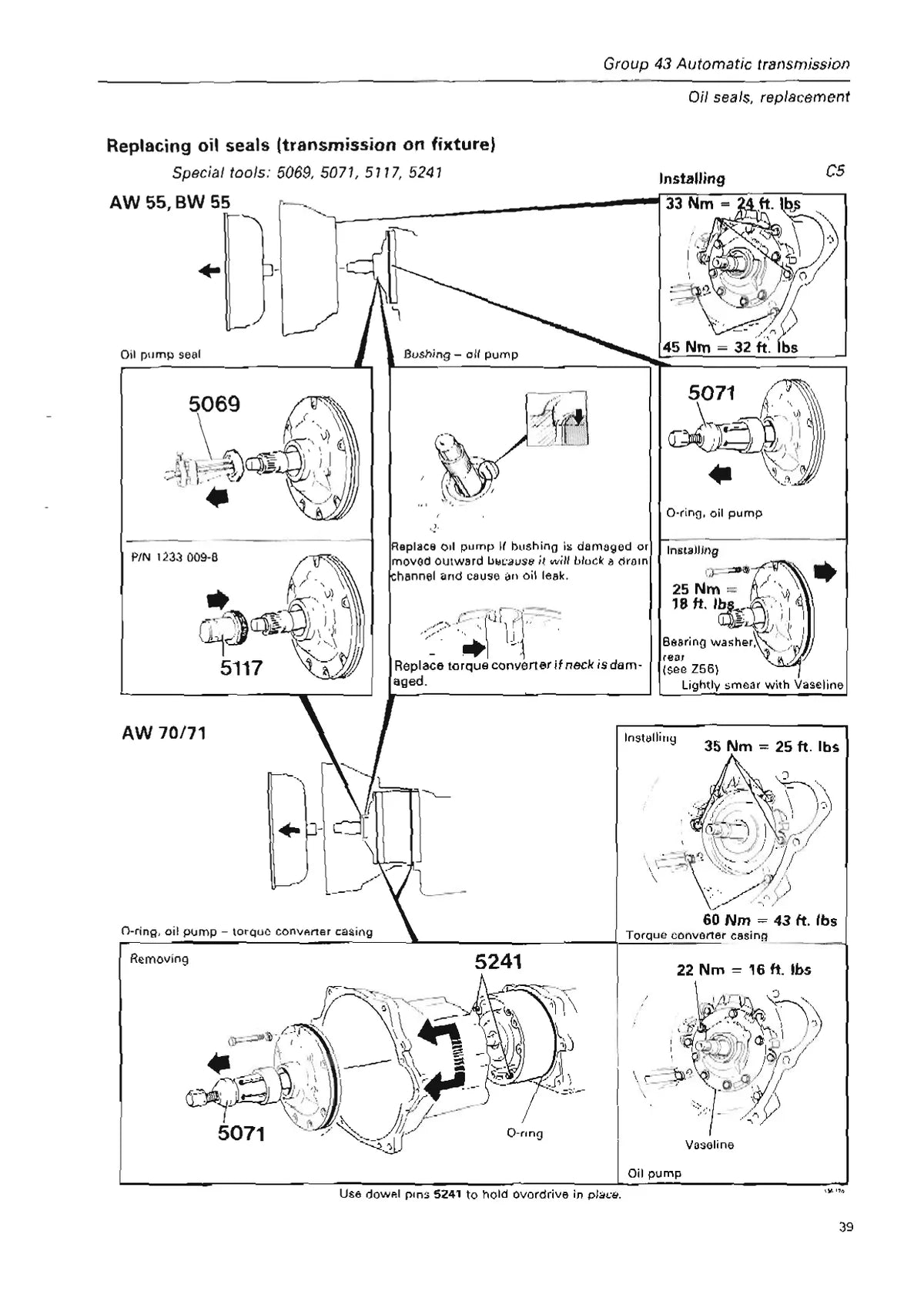 Volvo Transmissão BW55, AW55 AW70, AW71 — transmissão, figura técnica 4
