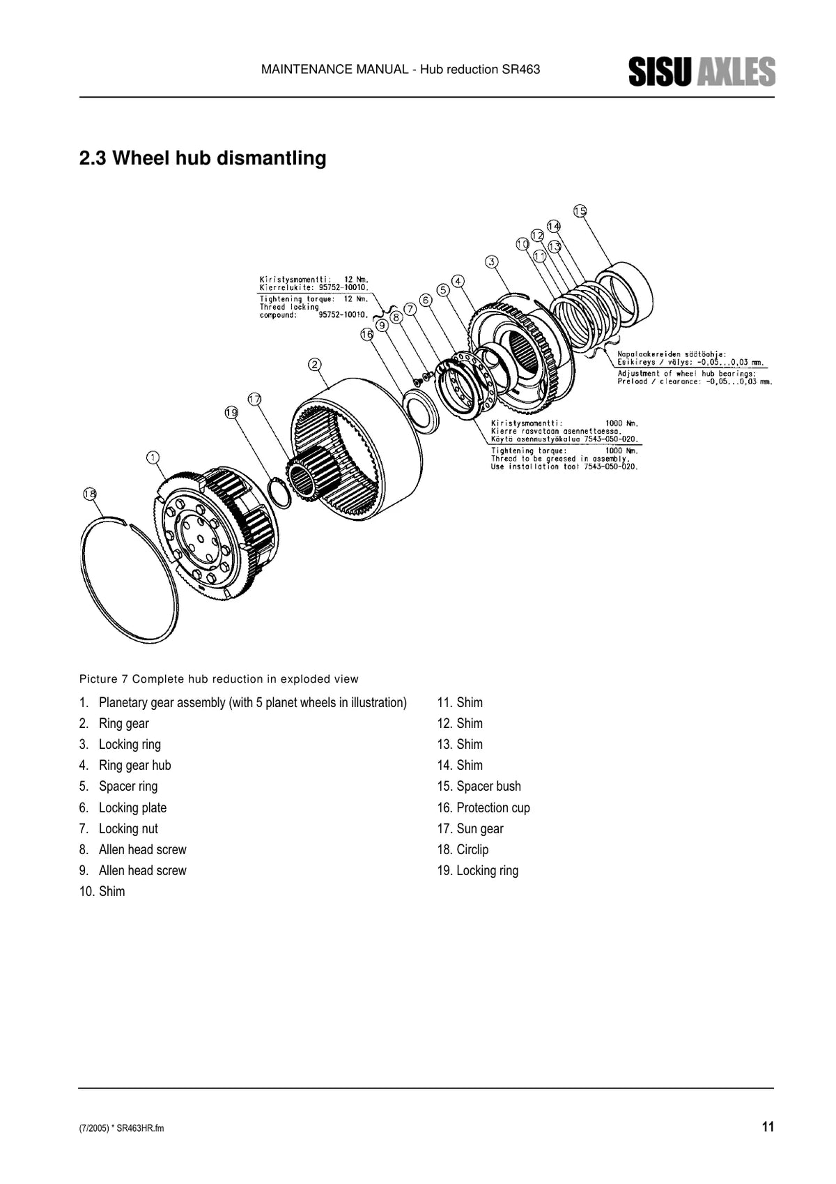 Sisu Transmissão SR463 Axles — transmissão, figura técnica 2