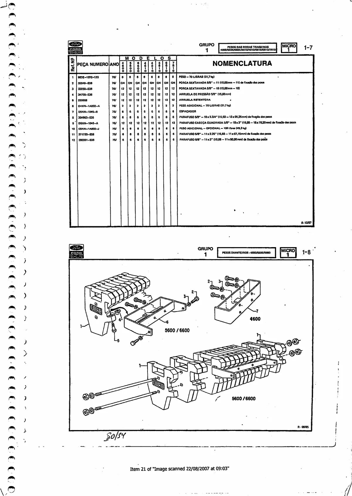 Ford Trator 4600 5600 6600 7610 — trator, vista explodida 1