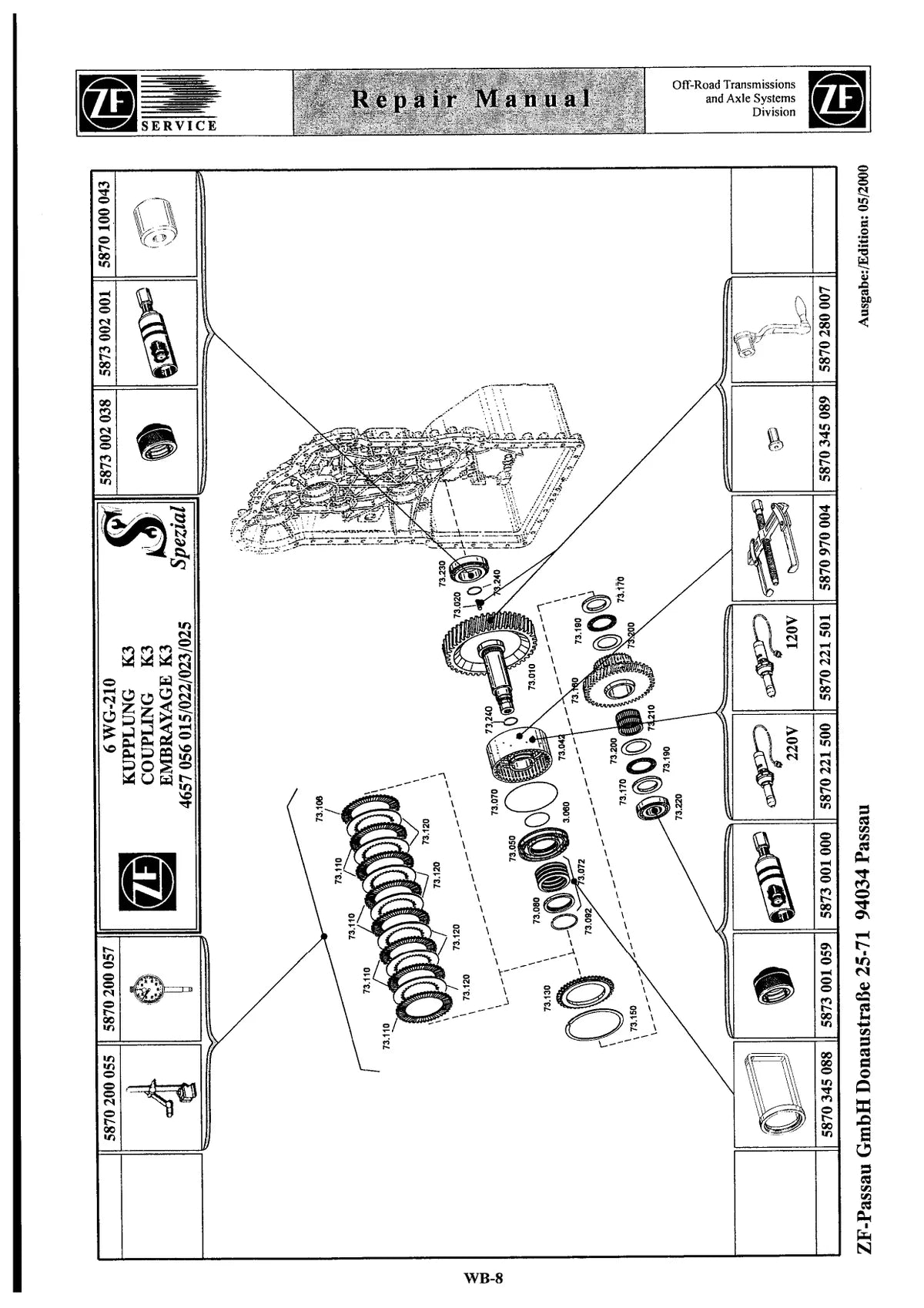 6 WG-210 · Zf-ergopower — transmissão, figura técnica 1