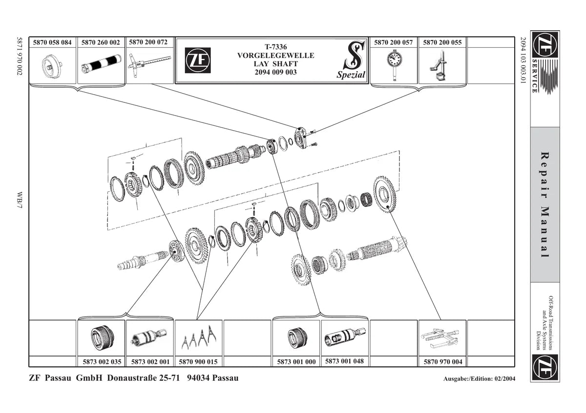 Trator ZF · T-7336 PS — transmissão, figura técnica 2