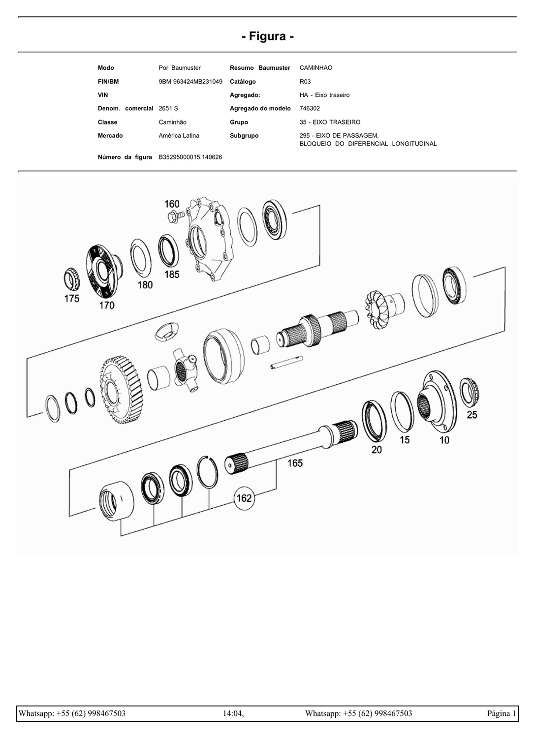Mercedes-Benz 2651 S — diagrama de peças 1 (diferencial)