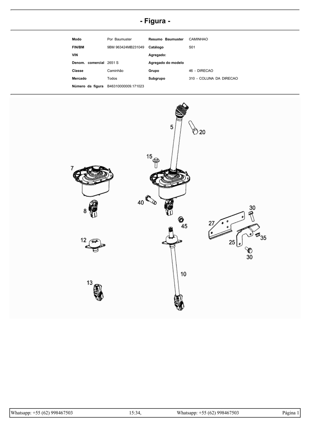 Mercedes-Benz 2651 S — diagrama de peças 3 (alavanca de câmbio)