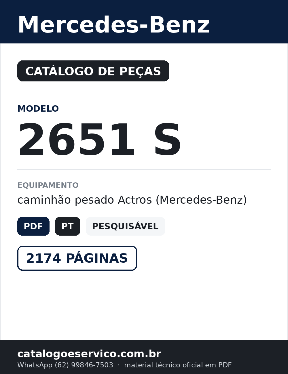 Catálogo de Peças Mercedes-Benz 2651 S — capa