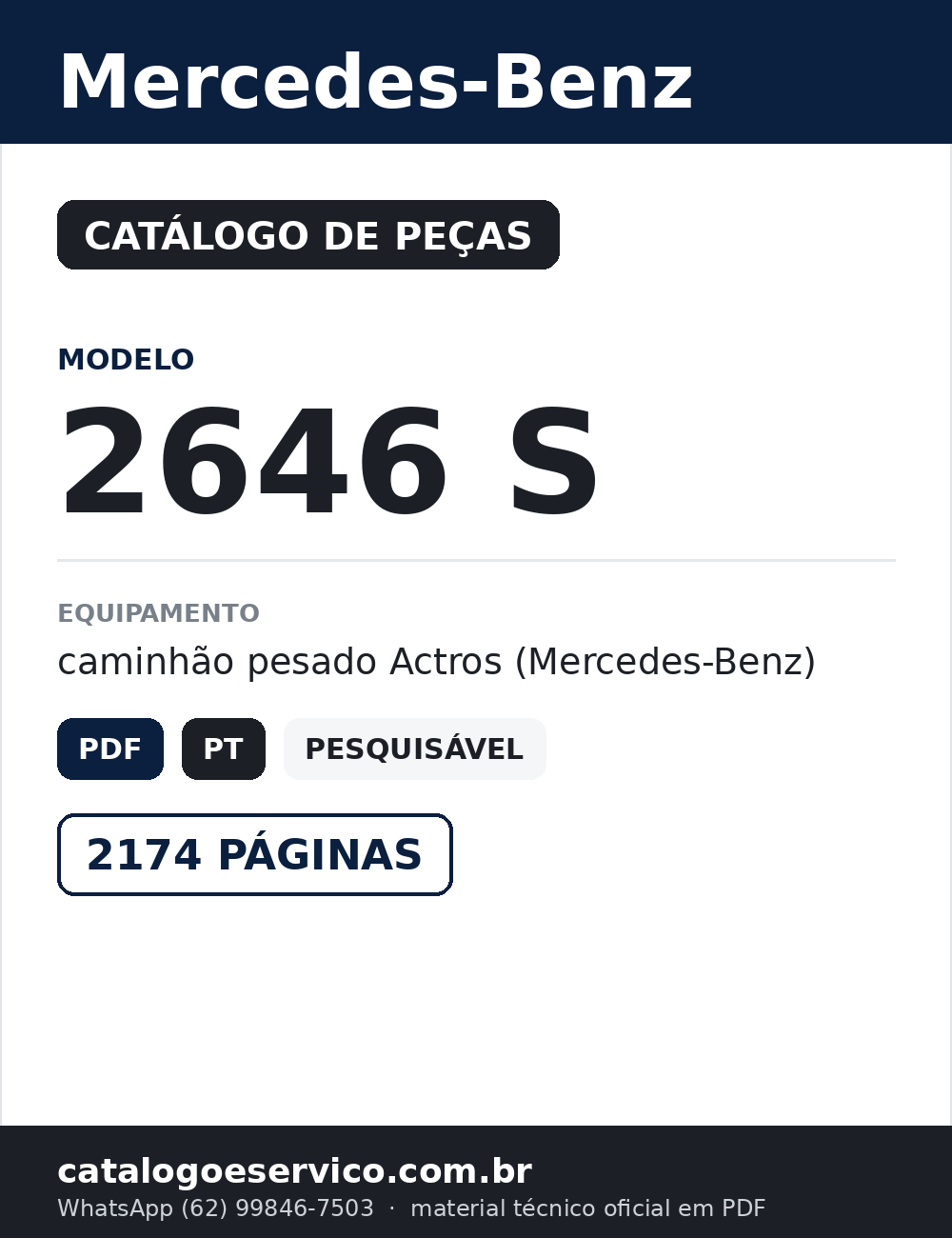 Catálogo de Peças Mercedes-Benz 2646 S (série S) — capa