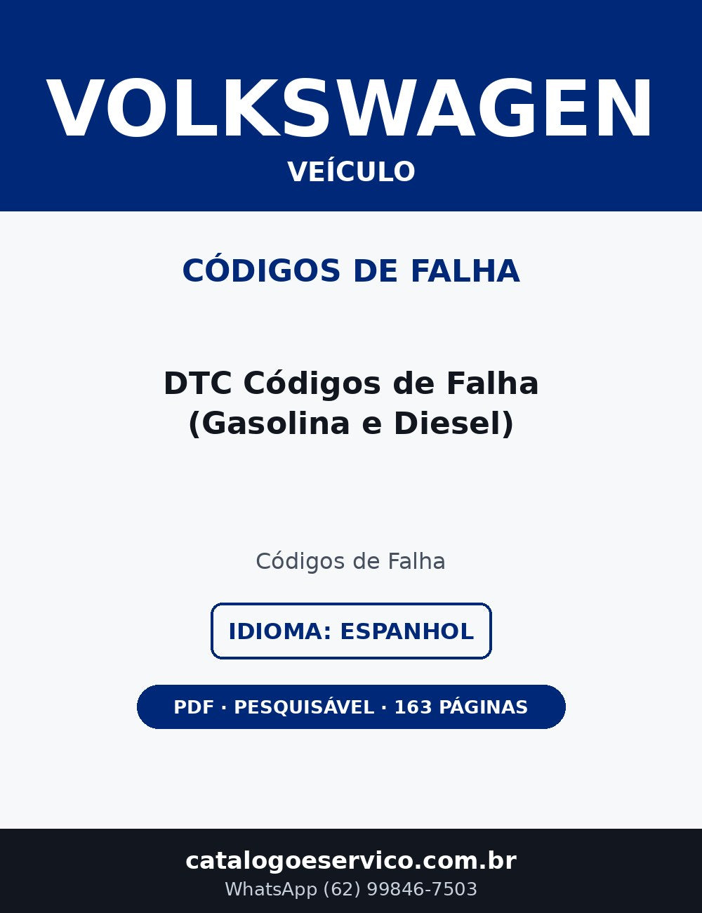 Códigos de Falha Volkswagen DTC — Gasolina e Diesel (Espanhol)