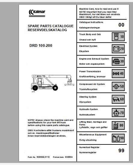 CATALOGO DE PEÇAS PDF EMPILHADEIRA DRD 100-200 - KALMAR
