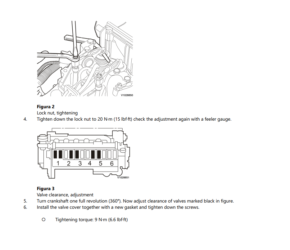 Manual de serviço Volvo EC210B LC - exemplo de página interna do PDF com ilustrações técnicas, figuras numeradas e procedimentos passo a passo do motor D6D