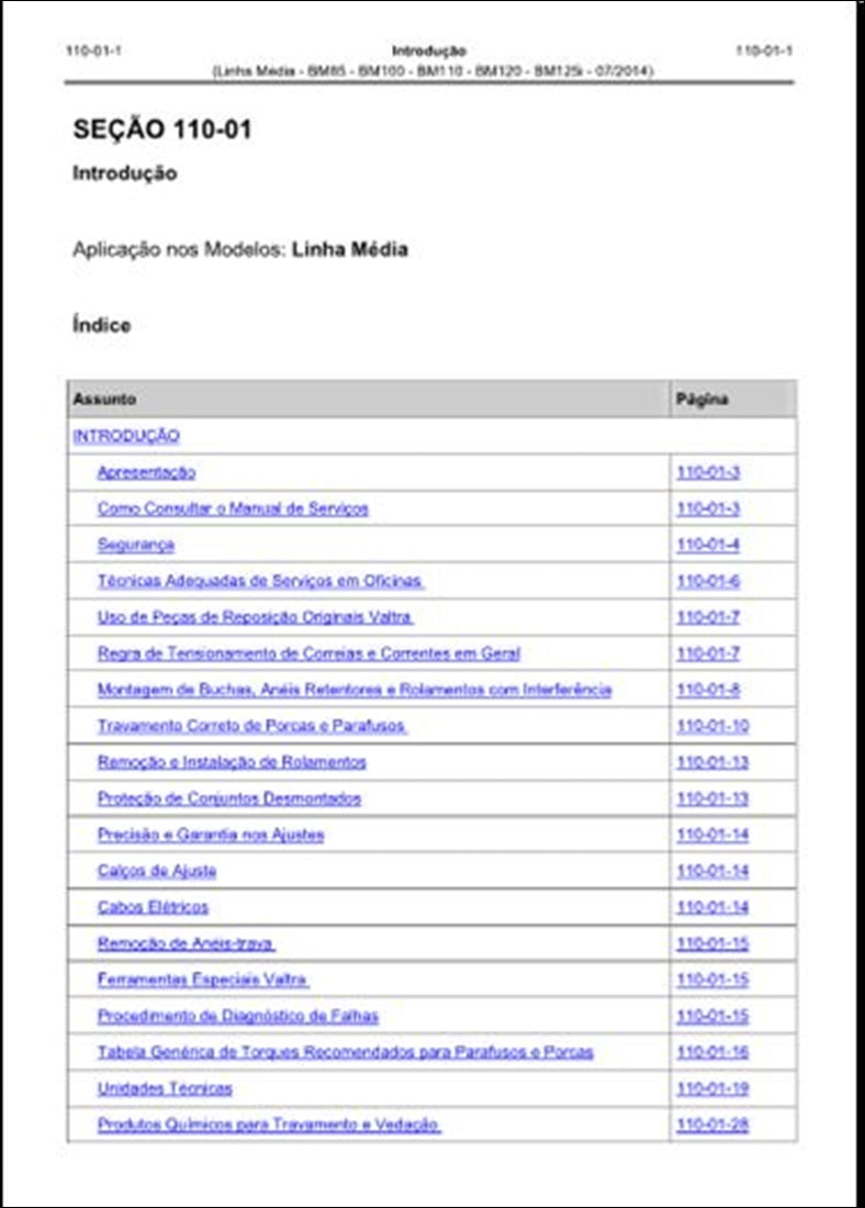 Manual de Serviço VALTRA - BM85\BM100\BM110\BM120\BM125I-Trator
