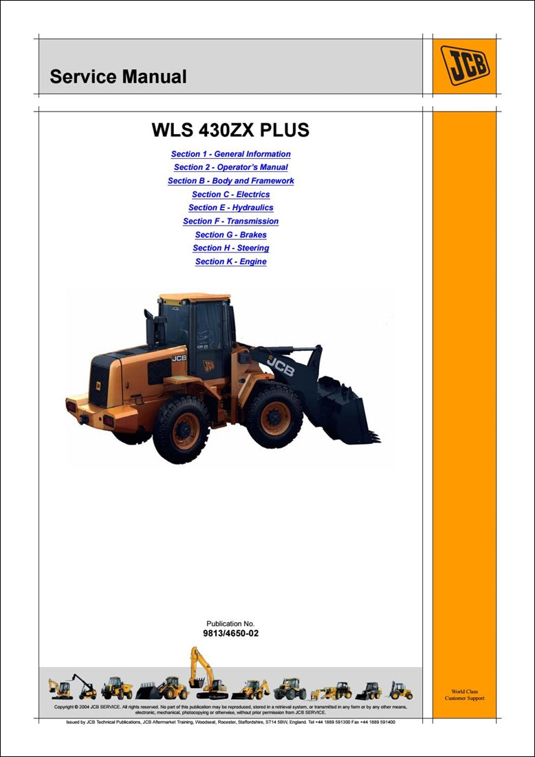 Manual de serviço da pá carregadora JCB 430ZX Plus