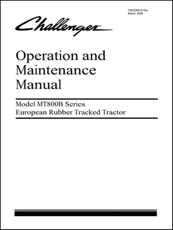 Manual de Operação e Manutenção CHALLENGER - Série MT800B