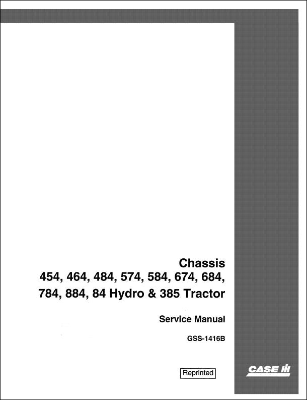 MANUAL DE SERVIÇO CASE - CHASSIS - 454,464,484,574 - INGLES