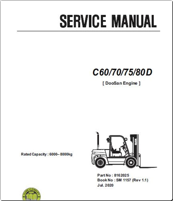 Manuais De Serviço CLARK - C60\70\75\80 D - Empilhadeira