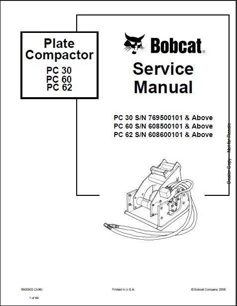 Manual De Serviço BOBCAT - PLATER COMPACTOR PC30\PC60\PC62