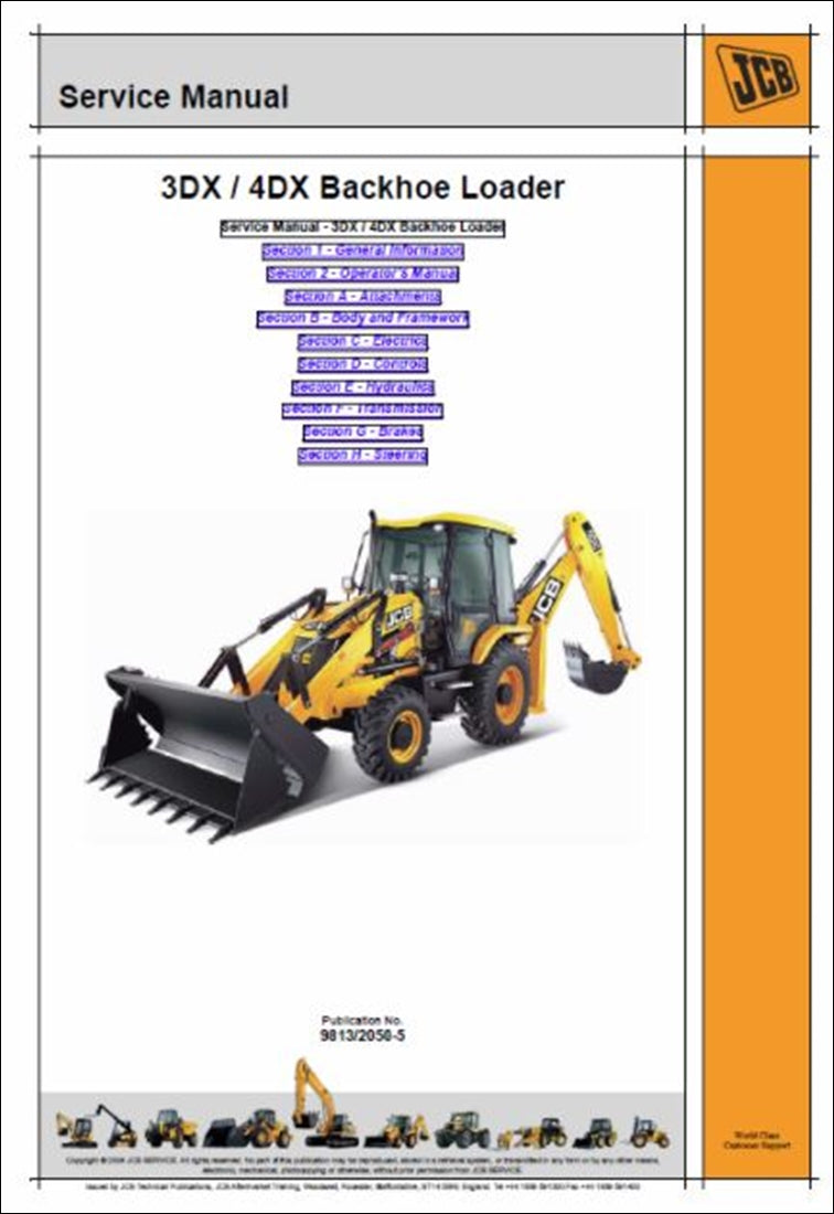 Manual de serviço da Retroescavadeira JCB 3DX, 4DX