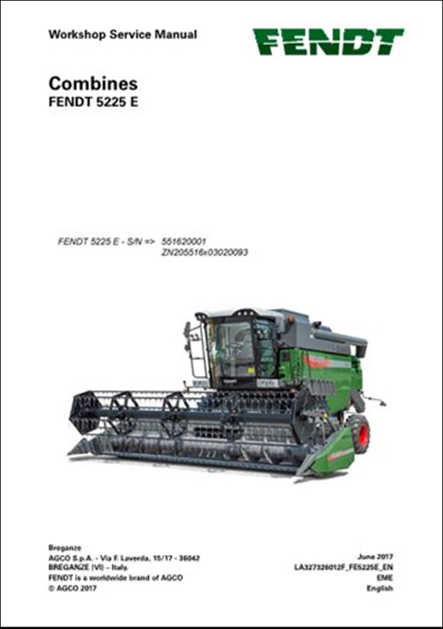 Manual de Serviço FENDT - Colheitadeiras 5225 E - Colheitadeiras