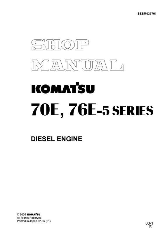 MANUAL DE SERVIÇO KOMATSU - 70E,76E-5 SERIES - MOTOR DIESEL