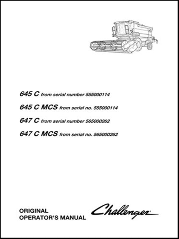 Manual do operador CHALLENGER - 645C-645C MCS-647C-647 C MCS