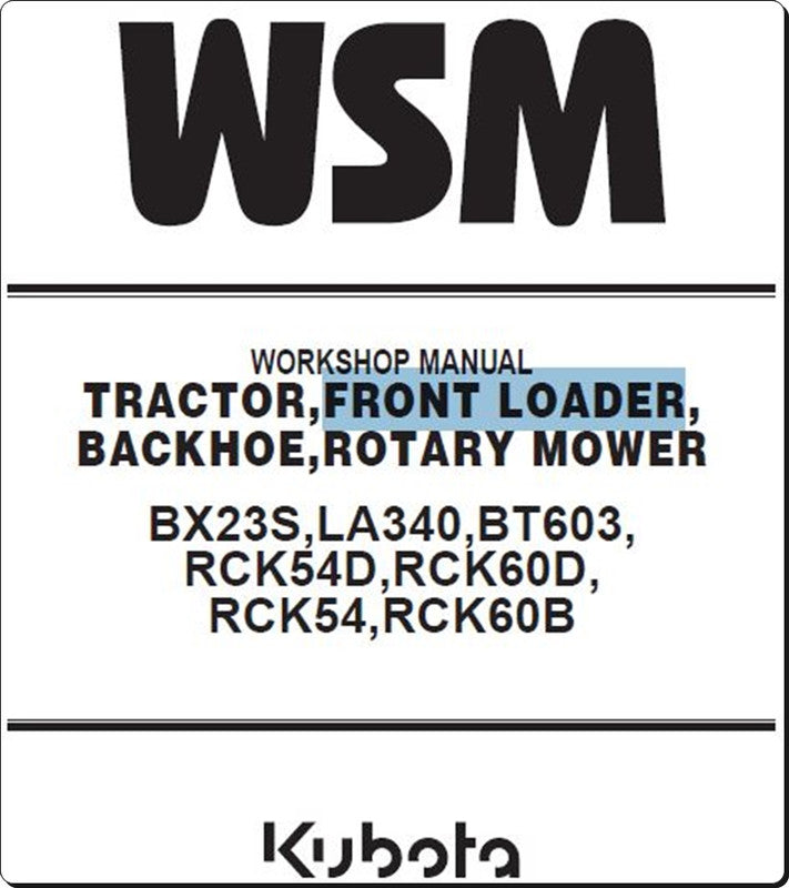 Manual De Serviço KUBOTA - BX23S,LA340 - Trator