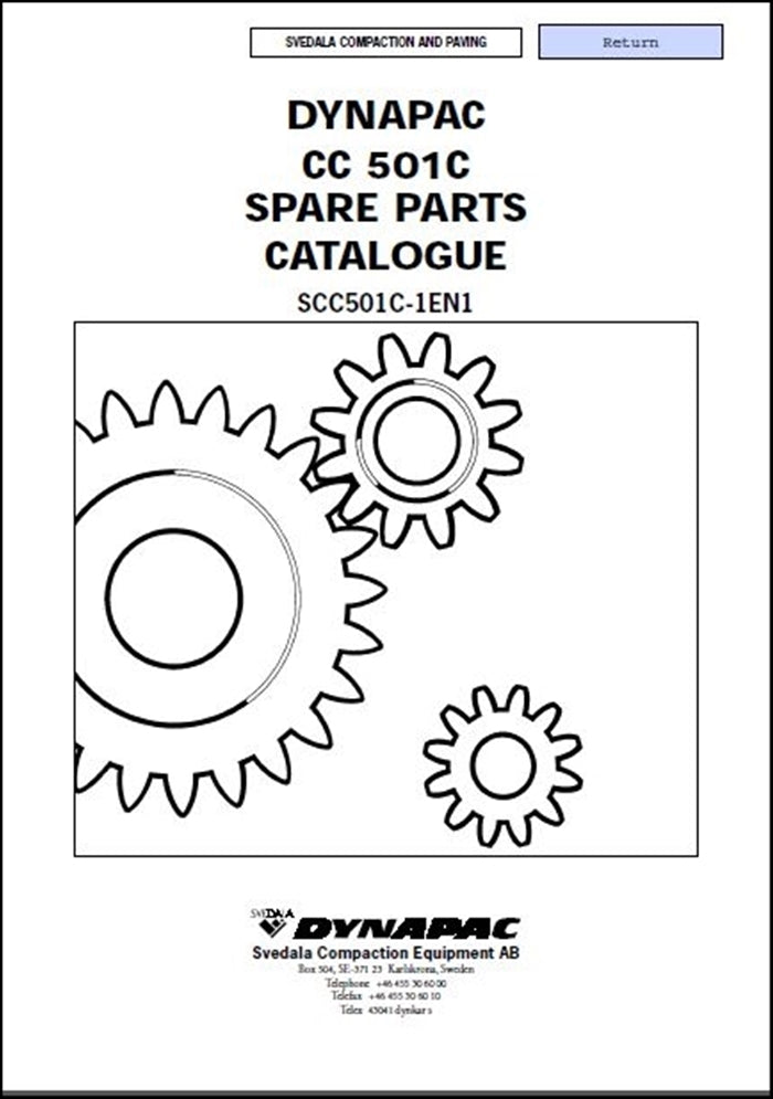 Catalogo De Peças DYNAPAC - CC501C - Roller Vibratory