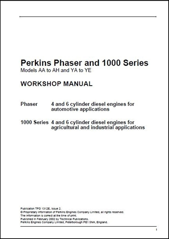 Manual De Serviço JCB - Perkins Phaser and 1000 Series