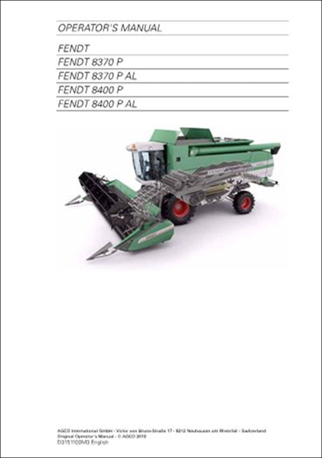 Manual do Operador FENDT - Colheitadeiras 8370P \8400P Estágio 2