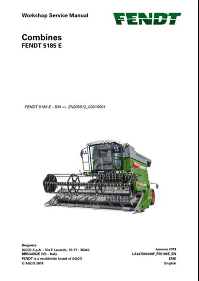 Manual de Serviço FENDT - Colheitadeiras 5185 E - Colheitadeiras