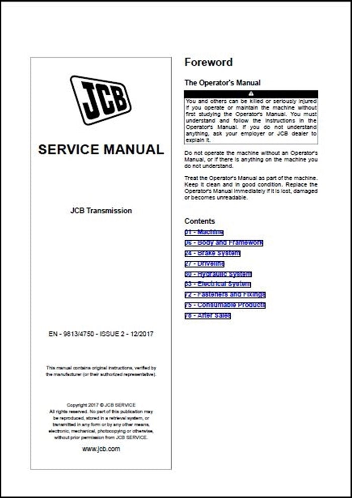 Manual De Serviço JCB - Transmissão