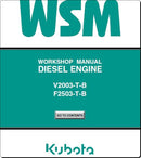 Manual De Serviço KUBOTA - V2003-T-B\F2503-T-B - Motor Diesel