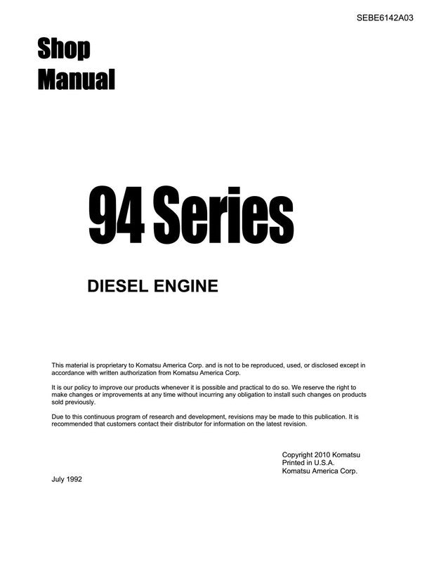 MANUAL DE SERVIÇO KOMATSU - 94 SERIES - MOTOR DIESEL