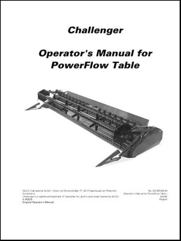 Operator Manual CHALLENGER - PowerFlow Table - Colhetadeira