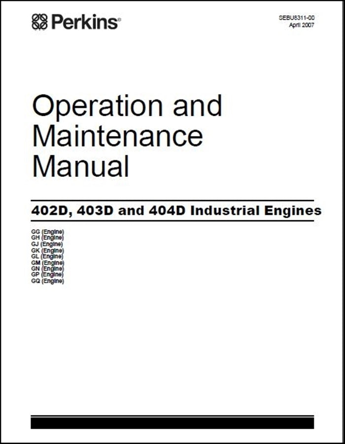 Operação e Manutenção Manual Motores - JCB - 402D,403D-404D