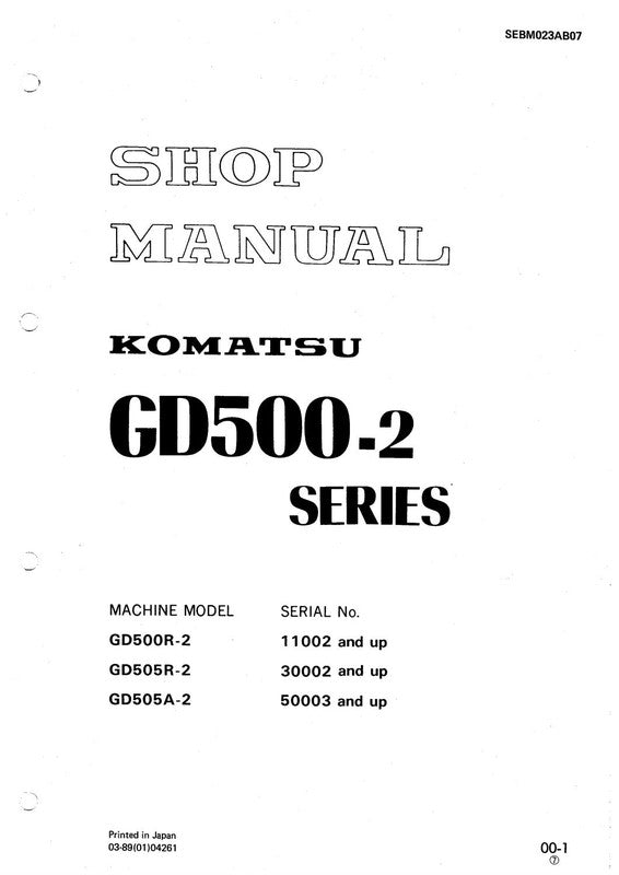 MANUAL DE SERVIÇO KOMATSU - GD500-2 - SERIES