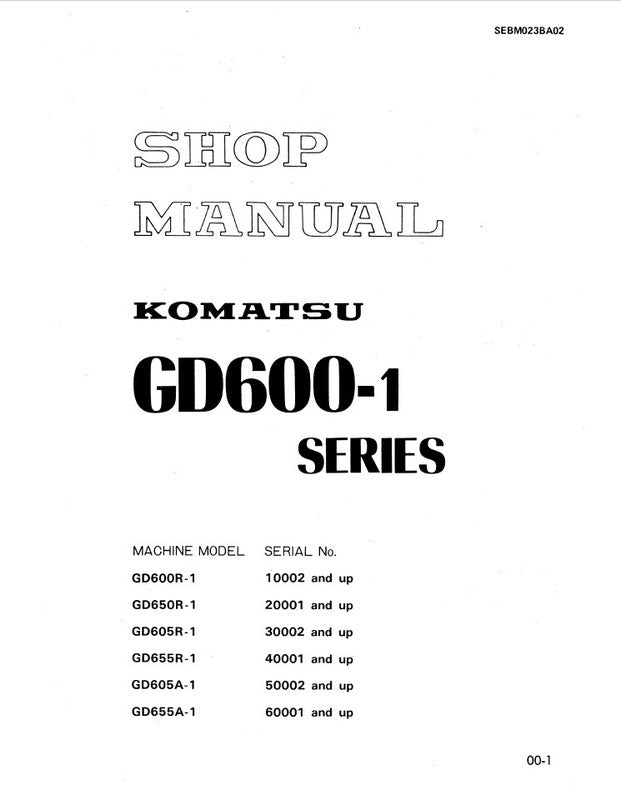 MANUAL DE SERVIÇO KOMATSU - GD600-1 - SERIES