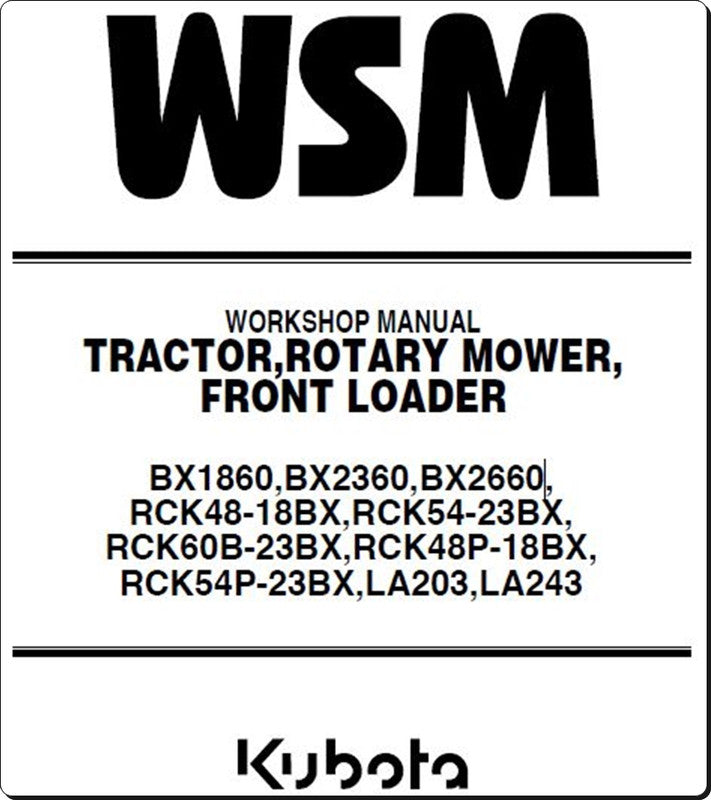 Manual De Serviço KUBOTA - BX1860,BX2360,BX2660 - Tratores