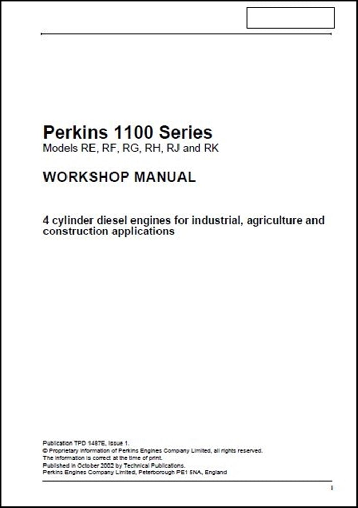 Manual De Serviço JCB - Perkins 1100 Series - RE, RF, RG