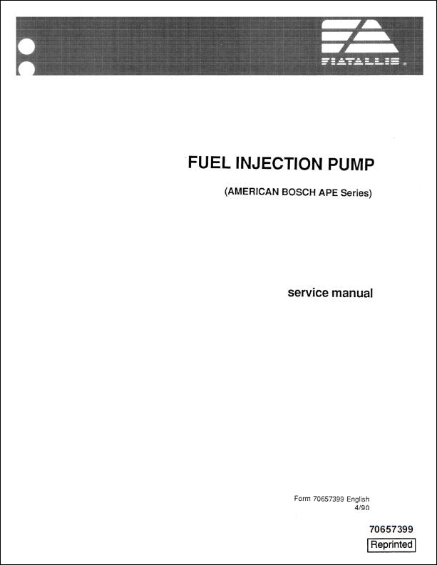 Manual De Serviço FIATALLIS - FUEL INJECTION PUMP – Catalogo&Servico